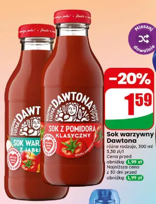 Sok z pomidora klasyczny Dawtona promocja w Dino
