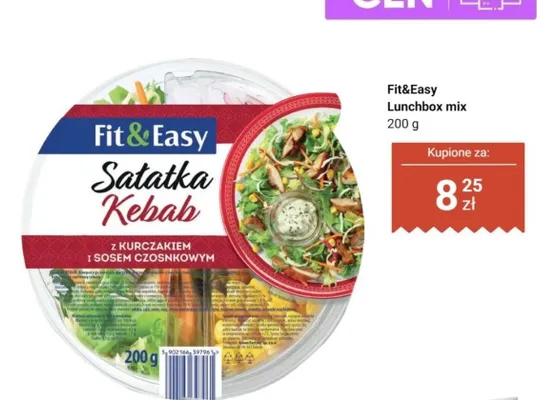 Sałatka kebab z kurczakiem i sosem czosnkowym Fit & Easy promocja w Dino