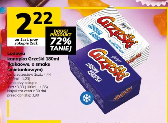 Lodowa kanapka o smaku śmietankowym Grześki promocja w Hitpol