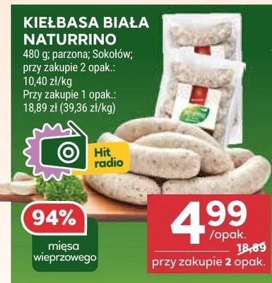 Kiełbasa biała naturalna promocja w Stokrotka