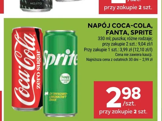 Napój gazowany Coca-Cola Zero Sugar promocja w Stokrotka