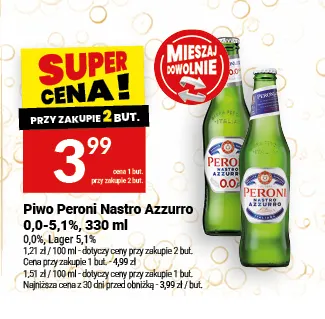 Piwo Peroni Nastro Azzurro Lager 5,1% promocja w Twój Market