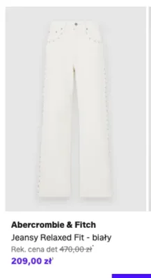 Jeansy Relaxed Fit Abercrombie & Fitch białe promocja w Lounge by Zalando