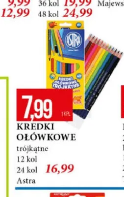 Kredki ołówkowe Astrino trójkątne 24 kolory promocja w Leclerc