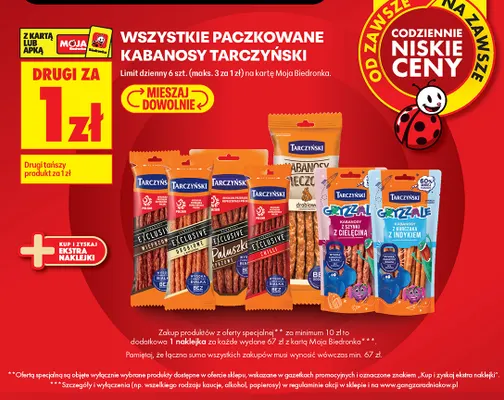 Kabanosy Gryzzale z szynki z cielęciną Tarczyński promocja w Biedronka