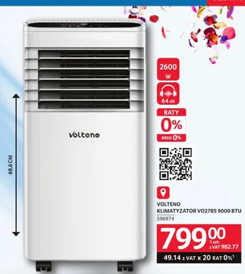 Klimatyzator VOLTENO VO2785 9000 BTU 2600W 64dB promocja w Selgros
