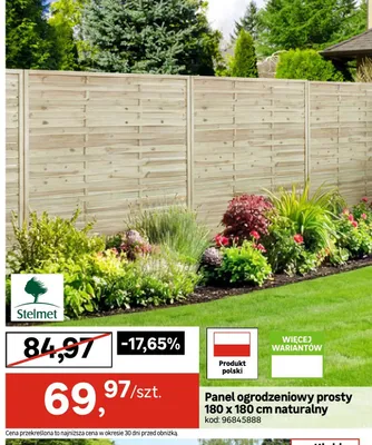 Panel ogrodzeniowy prosty 180x180cm naturalny promocja w Leroy Merlin