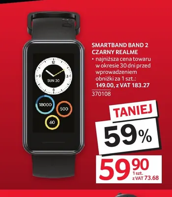 Smartband Band 2 czarny Realme promocja w Selgros