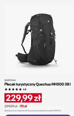 Plecak turystyczny Quechua MH500 38 l promocja w Decathlon
