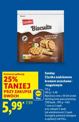 Ciastka nadziewane kremem orzechowo-nugatowym promocja w Lidl