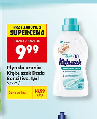Płyn do prania Kłębuszek Dada Sensitive promocja w Biedronka