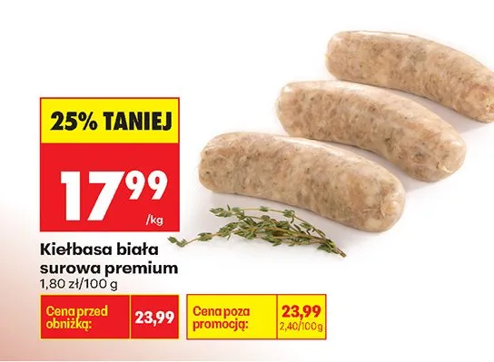 Kiełbasa biała surowa premium promocja w Biedronka