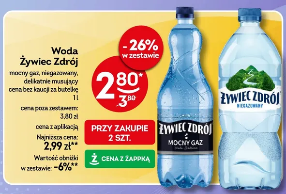 Woda gazowana Żywiec Zdrój delikatnie musujący promocja w Żabka