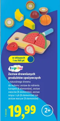 Zestaw drewnianych produktów spożywczych promocja w Lidl