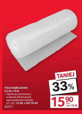 Folia bąbelkowa 0,5x10 m promocja w Selgros