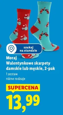 Skarpety damskie lub męskie Walentynkowe, 2-pak promocja w Lidl