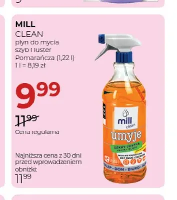 Płyn do mycia szyb i luster Pomarańcza Mill Clean promocja w Drogerie Jawa