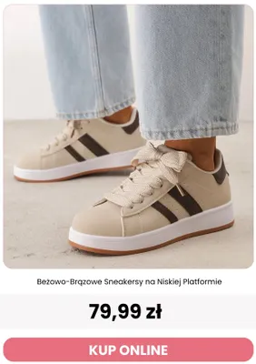 Beżowo-brązowe sneakersy na niskiej platformie Renee promocja w Renee