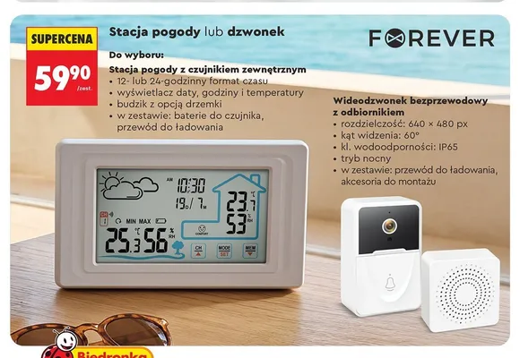 Wideodzwonek bezprzewodowy z odbiornikiem Forever promocja w Biedronka