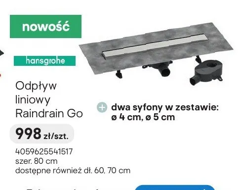 Odpływ liniowy Hansgrohe Raindrain Go promocja w Castorama