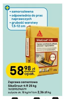 Zaprawa cementowa SikaGrout-4 R promocja w Castorama