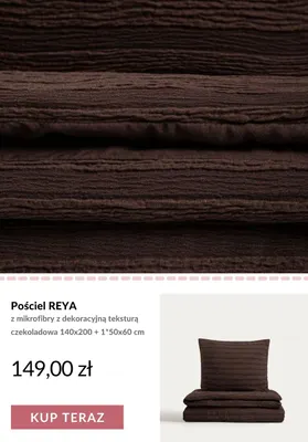 Pościel REYA z mikrofibry z dekoracyjną teksturą czekoladowa 140x200 + 1*50x60 cm promocja w Homla