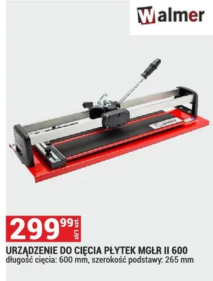 URZĄDZENIE DO CIĘCIA PŁYTEK MGLR II 600 długość cięcia: 600 mm, szerokość podstawy: 265 mm promocja w Merkury Market