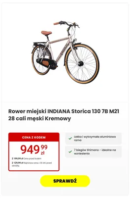 Rower miejski INDIANA Storica promocja w Media Expert