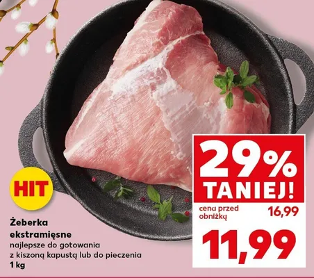 Żeberka ekstradłużne najlepsze do gotowania z kiszoną kapustą lub do pieczenia promocja w Kaufland