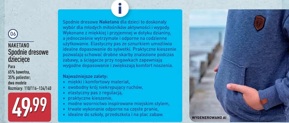 Spodnie dziecięce Tex promocja w Aldi