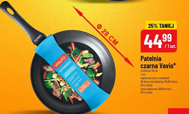 Patelnia czarna średnica 28 cm promocja w POLOmarket