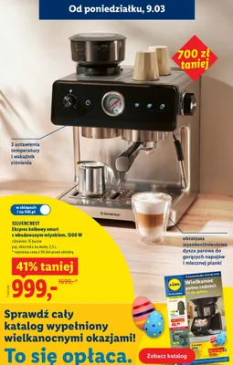Ekspres kolbowy smart z wbudowanym młynkiem, 1500 W promocja w Lidl