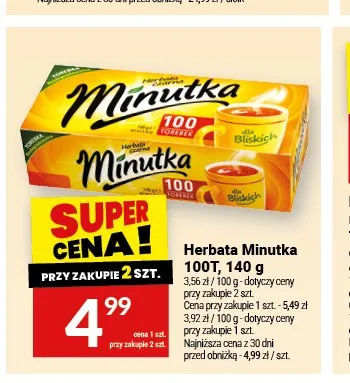 Herbata czarna Minutka 100-pak promocja w Twój Market