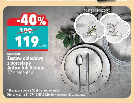 Zestaw obiadowy z porcelany Antico MG Home 12 elementów promocja w Biedronka Home