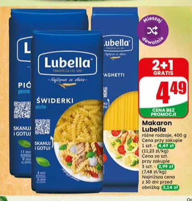 Makaron Lubella Świderki promocja w Dino