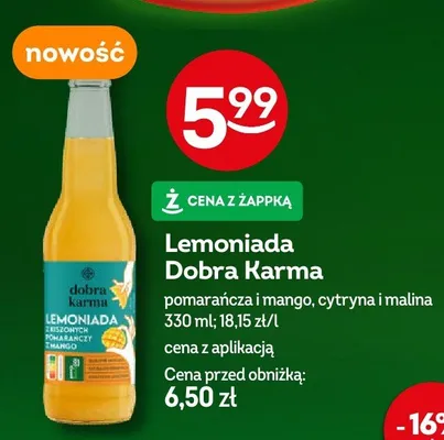 Lemoniada Dobra Karma pomarańcza i mango promocja w Żabka