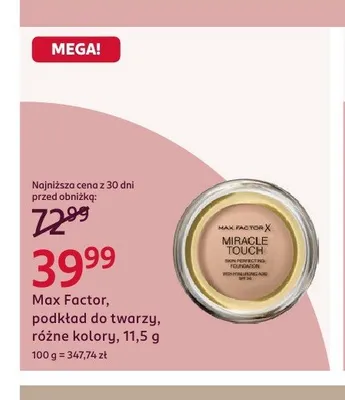 Podkład do twarzy Max Factor Miracle Touch promocja w Rossmann