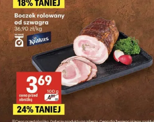 Boczek rolowany od szwagra Krakus promocja w Delikatesy Centrum