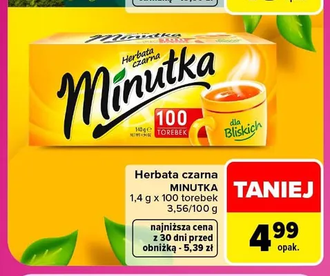 Herbata czarna Minutka promocja w Carrefour