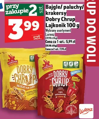 Bajgle/paluchy/krakersy Lajkonik 100g promocja w TOPAZ