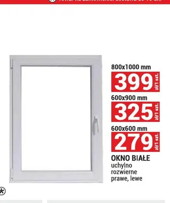 Okno białe uchylno-rozwierne 800x1000 mm promocja w Merkury Market