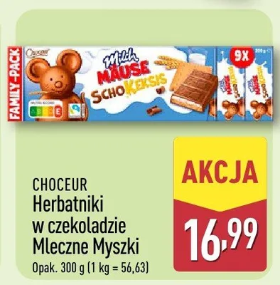 Herbatniki w czekoladzie Mleczne Myszki promocja w Aldi