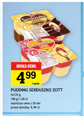 Pudding Serduszko Zott 4-pak promocja w Gram Market
