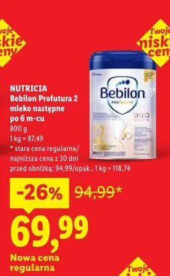 Mleko następne po 6m-cu Bebilon Profutura 2 promocja w Lidl