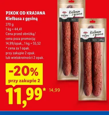 Kiełbasa z gęsiną Pikok Od Krajana promocja w Lidl