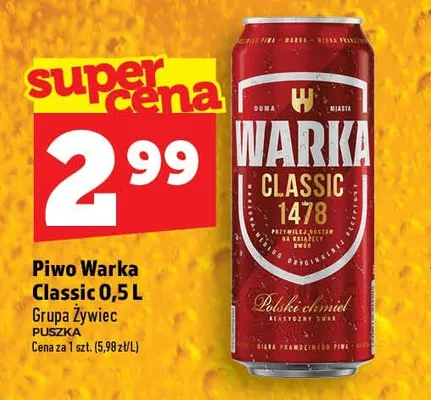 Piwo Warka Classic promocja w TOPAZ