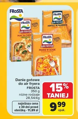 Danie gotowe do air fryera Penne w sosie pomidorowym Frosta promocja w Carrefour