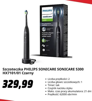 Szczoteczka PHILIPS SONICARE SONICARE 5300 HX7101/01 Czarny promocja w Media Markt