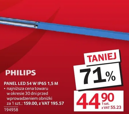 Panel LED 54 W IP65 1,5 M promocja w Selgros