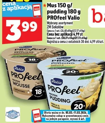Mus pudding PROFeel Valio promocja w TOPAZ